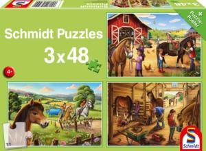 Puzzle chevaux préférés, 3 x 48 pièces