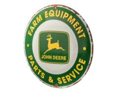 Plaque métallique ronde John Deere