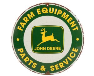 Plaque métallique ronde John Deere